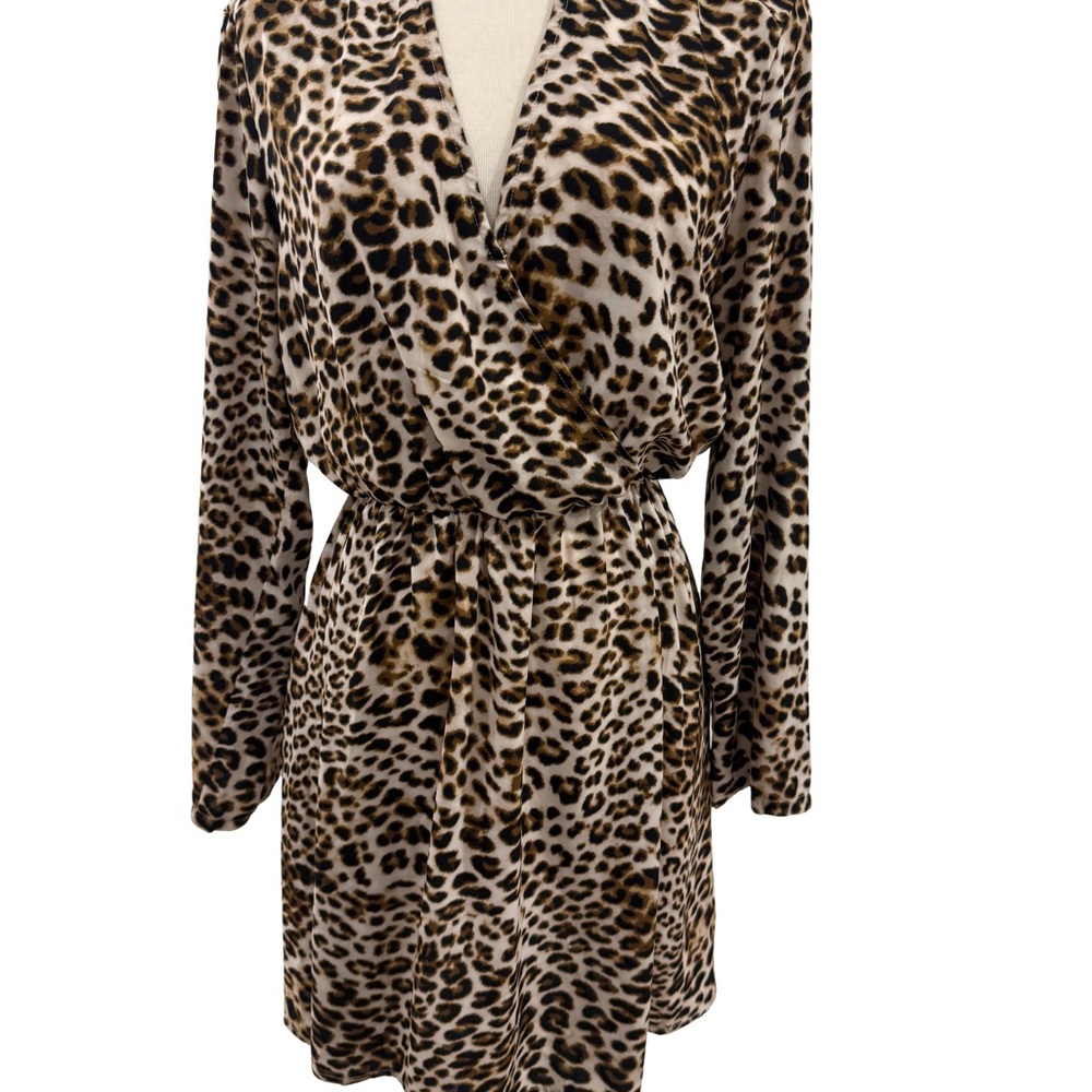 Leopard Print Long-Sleeve Dress – Size Large